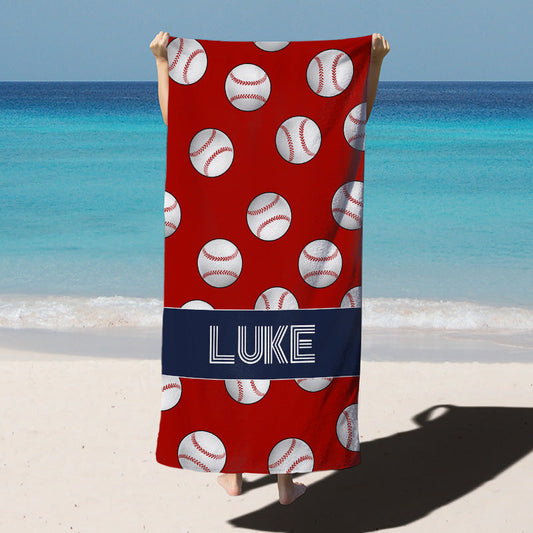 Lofaris Baseball Custom Name Beach Towel for Boys Gift