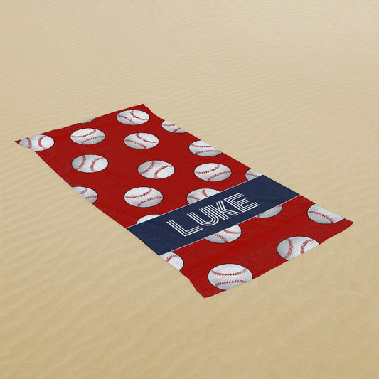 Lofaris Baseball Custom Name Beach Towel for Boys Gift