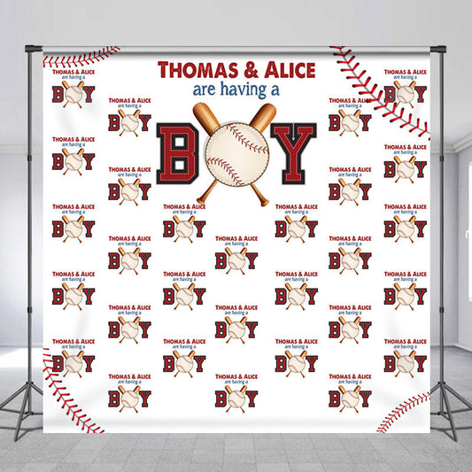 Lofaris Baseball Sport Repeat Custom Boy Baby Shower Backdrop