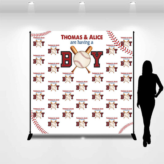 Lofaris Baseball Sport Repeat Custom Boy Baby Shower Backdrop