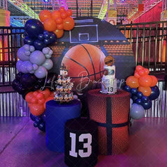 Lofaris Basketball Field Sports Round Happy Birthday Backdrop