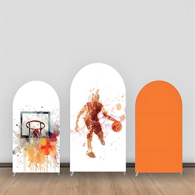 Lofaris Basketball Man Splash Ink Orange Arch Backdrop Kit