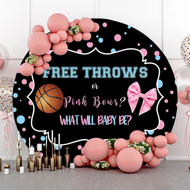 Lofaris Basketball Or Pink Bow Round Gender Reveal Backdrop