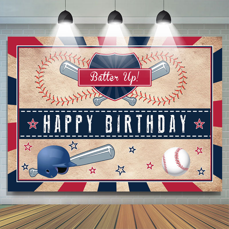 Lofaris Batter Up Baseball Superstar Happy Birthday Backdrop