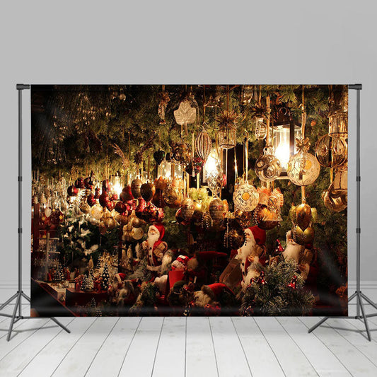 Lofaris Bauble Santa Doll Store Light Christmas Backdrop
