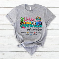 Lofaris Beach Hello Summer GrandmaLife Kids Custom T - Shirt