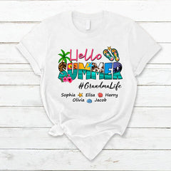 Lofaris Beach Hello Summer GrandmaLife Kids Custom T - Shirt