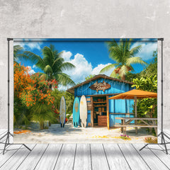 Lofaris Beach Shop Surfboard Trees Summer Photo Backdrop