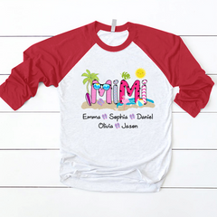 Lofaris Beach Summer Holiday Mom Kids Custom Baseball Shirt
