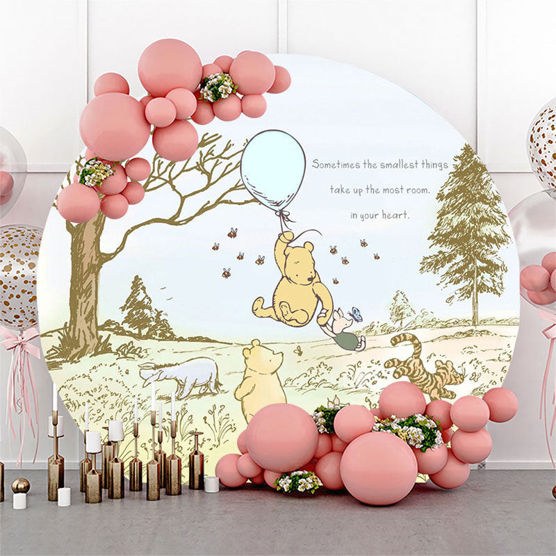 Lofaris Bear Pig Tiger Grassland Round Birthday Party Backdrop