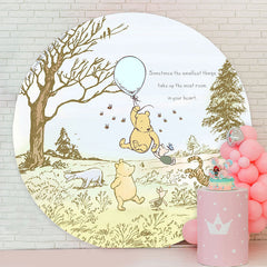 Lofaris Bear Pig Tiger Grassland Round Birthday Party Backdrop