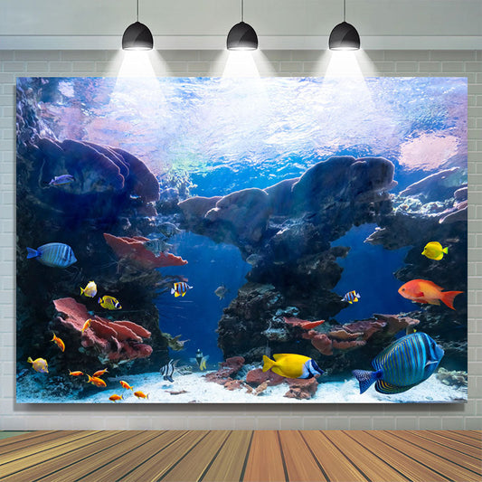Lofaris Beautiful Colored Aquarium Fish Summer Backdrop
