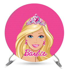 Lofaris Beautiful Doll Pink Birthday Round Backdrop For Girls