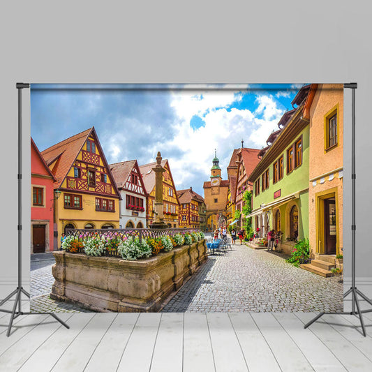 Lofaris Beautiful Street Rothenburg Oktoberfest Backdrop