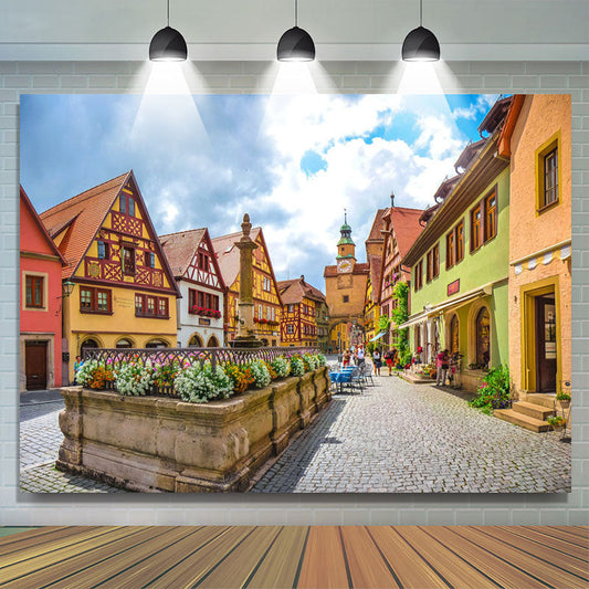 Lofaris Beautiful Street Rothenburg Oktoberfest Backdrop