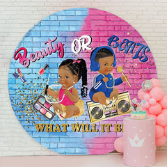 Lofaris Beauty Or Beats Gender Reveal Round Party Backdrop
