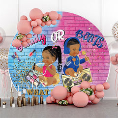 Lofaris Beauty Or Beats Gender Reveal Round Party Backdrop