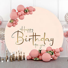 Lofaris Beige And Brown Simple Round Birthday Party Backdrop
