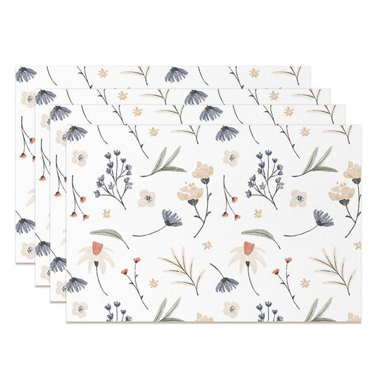 Lofaris Beige Floral Leaves Rustic Dining Set Of 4 Placemats