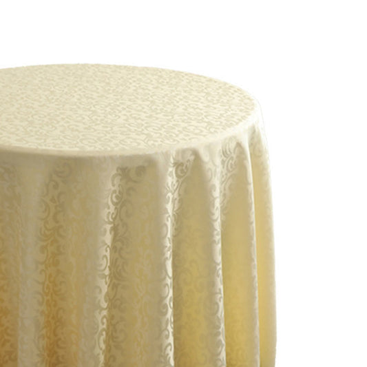 Lofaris Beige Jacquard Polyester Round Banquet Tablecloth