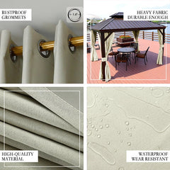 Lofaris Beige Pergola Waterproof Grommet Top Outdoor Curtains for Front Porch