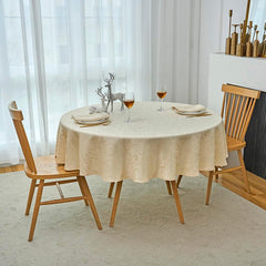 Lofaris Beige Round Luxury Premium Polyester Table Cover