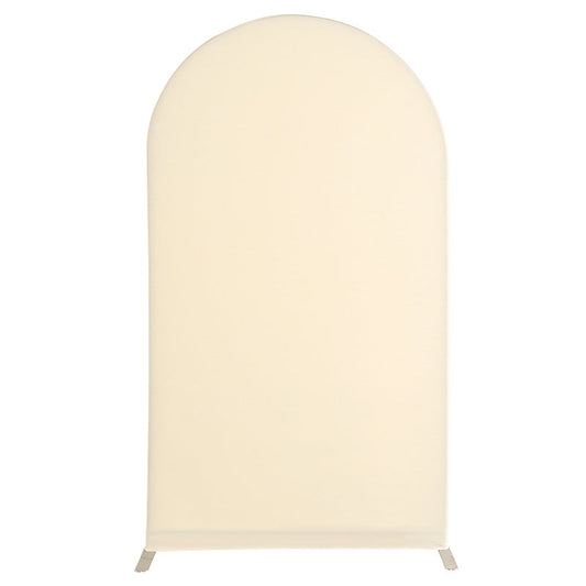 Lofaris Beige Spandex Fit Round Top Backdrop Wedding Arch Cover
