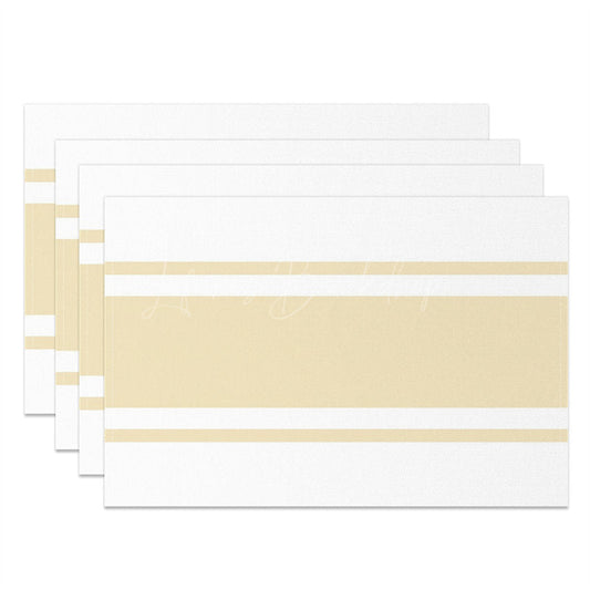 Lofaris Beige White Stripe Modern Dinner Set Of 4 Placemats