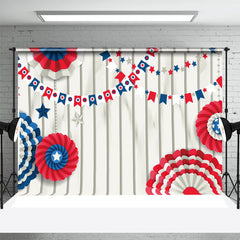 Lofaris Beige Wood Paper Floral Independence Day Backdrop