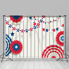 Lofaris Beige Wood Paper Floral Independence Day Backdrop