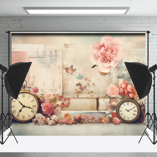 Lofaris Bell Flowers Vintage Birthday Cake Smash Backdrop