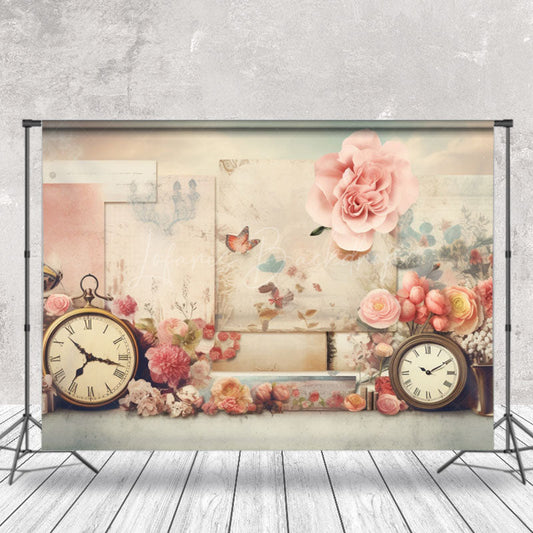 Lofaris Bell Flowers Vintage Birthday Cake Smash Backdrop