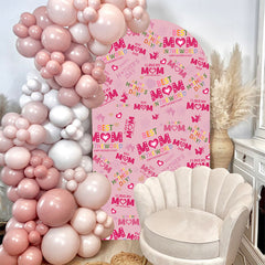 Lofaris Best Mom Pink Repeat Happy Mothers Day Arch Backdrop