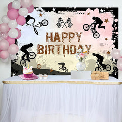 Lofaris Bicycle Race Star Black Ink Paint Birthday Backdrop