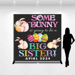 Lofaris Big Sister Bunny Egg Custom Easter Birthday Backdrop