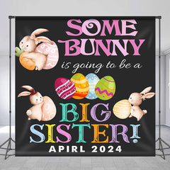 Lofaris Big Sister Bunny Egg Custom Easter Birthday Backdrop