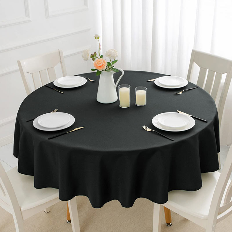 Lofaris Black 180 GSM Polyester Round Banquet Tablecloth