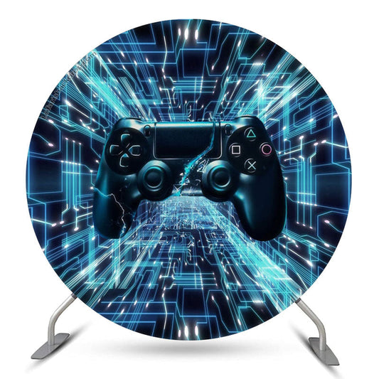 Lofaris Black And Blue Games Round Boys Birthday Backdrop Kit