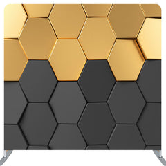 Lofaris Black And Gold Hexagon Wall Fabric Party Backdrop