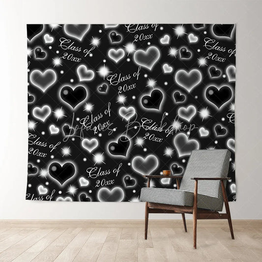 Lofaris Black And Silver Love Glitter Class Of 2022 Backdrop