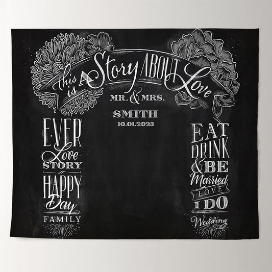Lofaris Black And White A Story About Love Wedding Backdrop