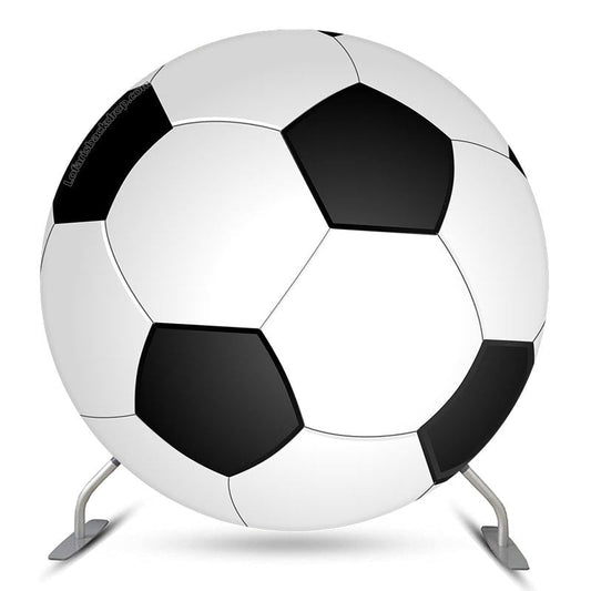 Lofaris Black And White Blasketball Round Boys Birthday Backdorp Kit