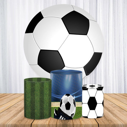 Lofaris Black And White Blasketball Round Boys Birthday Backdorp Kit