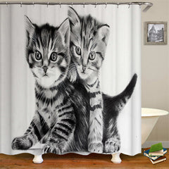 Lofaris Black And White Cats Shower Curtain Bathroom Decor