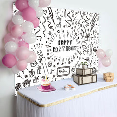 Lofaris Black And White Confetti Birthday Party Backdrop