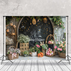 Lofaris Black Arch Brown White Wall Floral Easter Backdrop