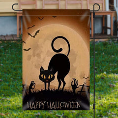 Lofaris Black Cats Moon Halloween Yard Flag Outside Decor