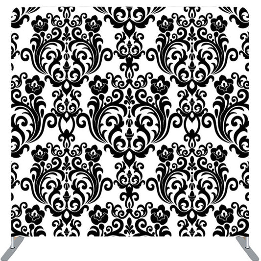 Lofaris Black Crown Demask Pattern White Backdrop For Decor
