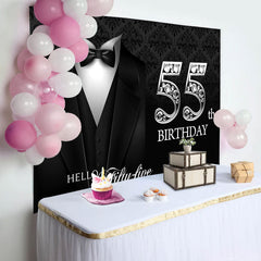 Lofaris Black Elegant Happy 55th Birthday Backdrop For Men