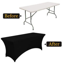 Lofaris Black Fitted Spandex Rectangle Banquet Table Cover
